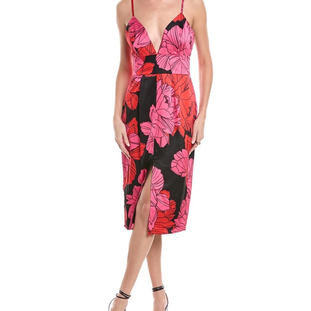 Hutch Pink and Black Floral Midi Dress